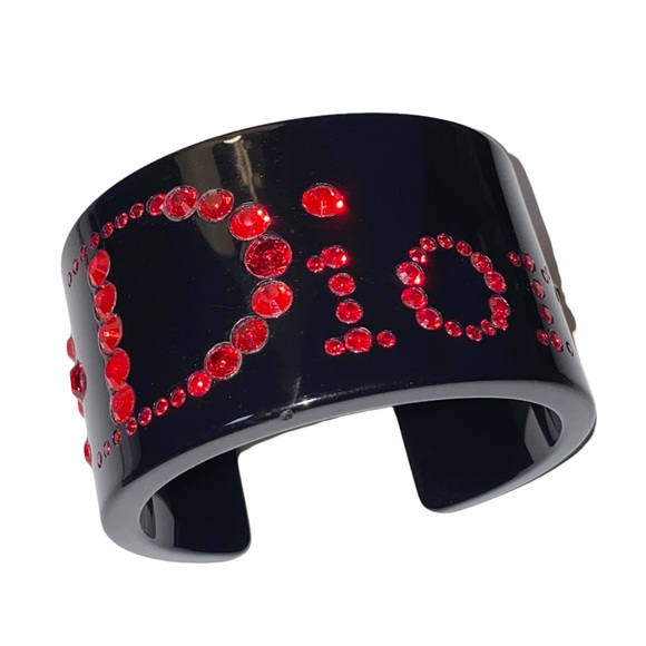 Dior Jewelry - *SOLD* Christian Dior Black Lucite Crystal Logo Bracelet